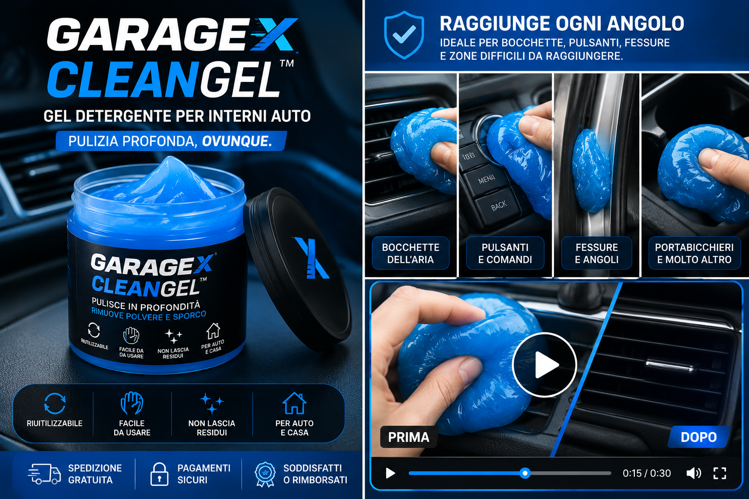 GarageX CleanGel™ – Gel Detergente per Interni Auto